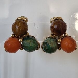 Vintage Kramer Multicolor Lucite Beads Clip-on Earrings